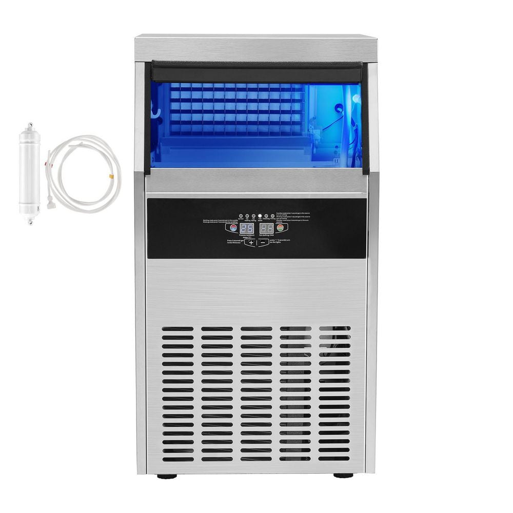 18 in. Commercial Ice Maker, 110lbs. /24H, Freestanding Ice Machine, 60 Ice Cubes in 12-15 Minutes 33lbs. Storage