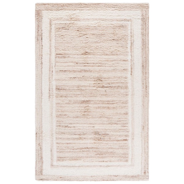 Vermont 6 ft. x 9 ft. Beige/Ivory Double Border Solid Area Rug