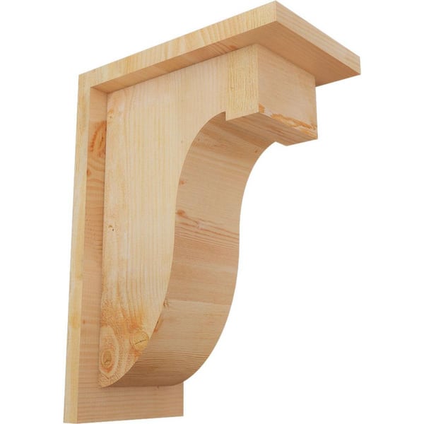 Ekena Millwork 6 in. x 10 in. x 14 in. Douglas Fir Del Monte Rough Sawn Corbel with Backplate