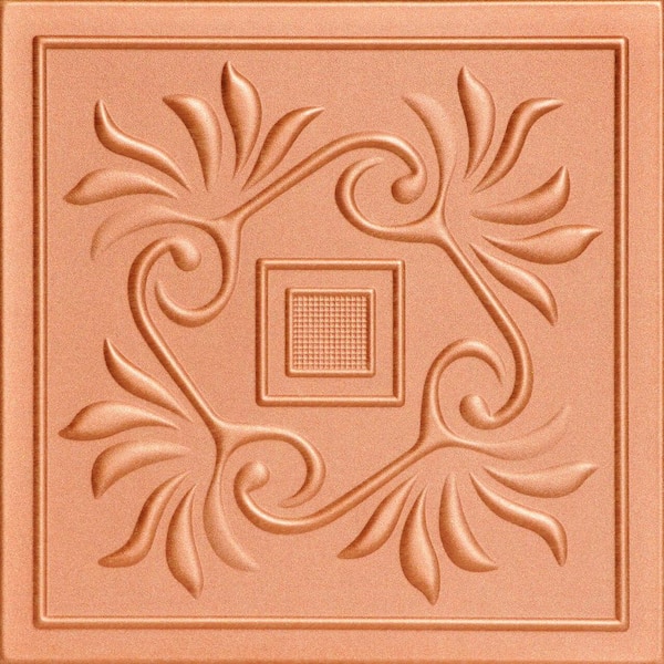 A La Maison Ceilings Cockatoos Copper Penny 1.6 ft. x 1.6 ft. Decorative Foam Glue Up Ceiling Tile (21.6 sq. ft./case)