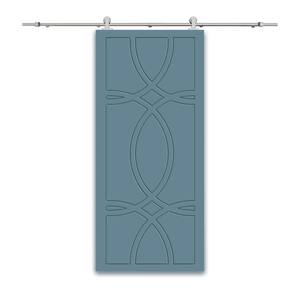 30 in. x 96 in. Dignity Blue Stained Composite MDF Paneled Interior Sliding Barn Door with Hardware Kit