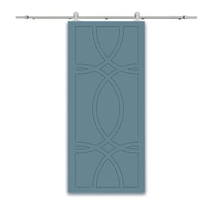 24 in. x 80 in. Dignity Blue Stained Composite MDF Paneled Interior Sliding Barn Door with Hardware Kit