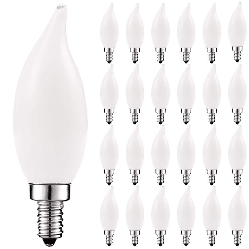 6 x B22 60W Flame Tip Bent Candle FROST Lamp Light Bulb 240V Dimmable BC Joblot 