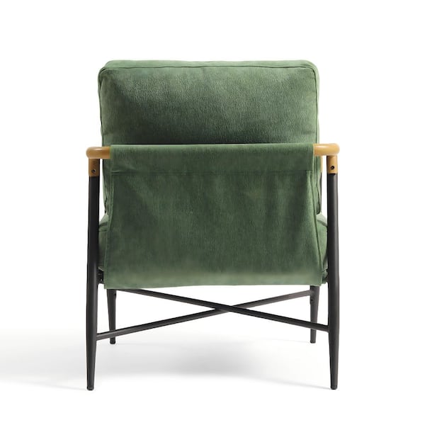 Uixe Modern Green Cotton Fabric Upholstered Arm Chair with Metal