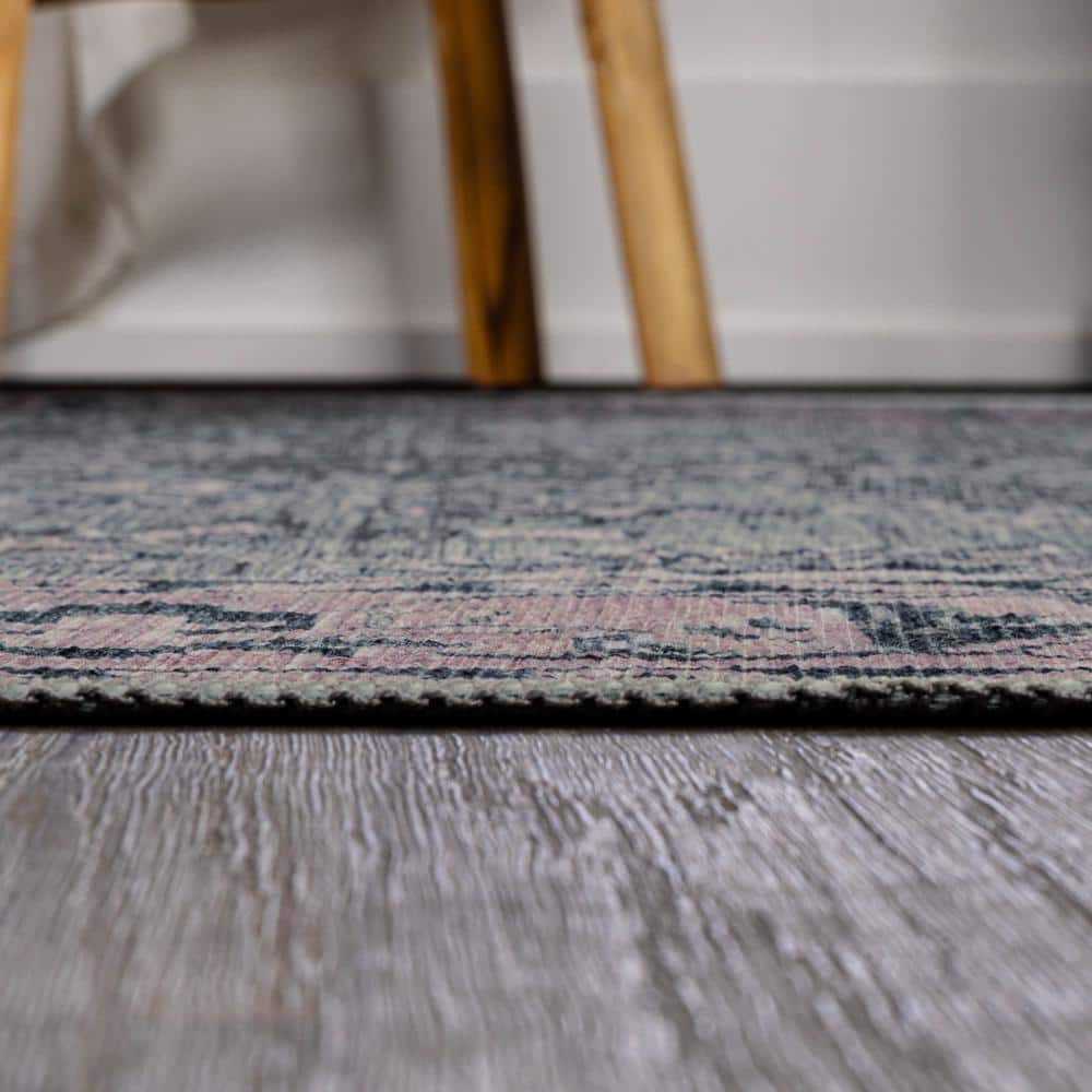 Victoria Ornate Persian Washable Gray and Purple 8x10 Area Rug
