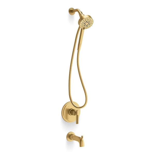 KOHLER Torrington Single Handle 3-Spray Tub and Shower Faucet 1.75 GPM in Vibrant Brushed Moderne Brass (Valve Included)