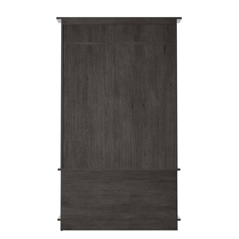 Weathered Gray Hall Tree with Woven Basket Storage