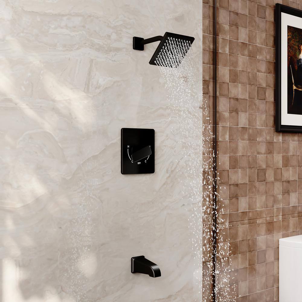 Matte Black Adjustable Wall Mounted Rain Shower Faucet Set
