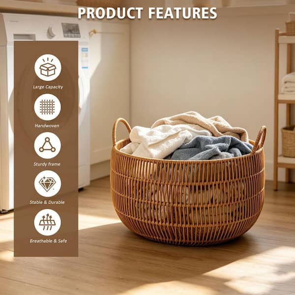 Jeedeson Brown 11.22 in. x 15.94 in. Polypropylene Round Woven