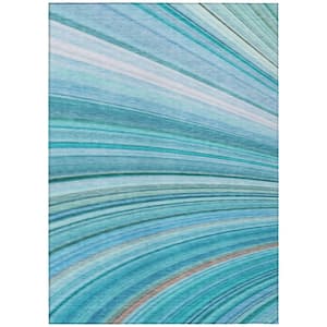 Chantille ACN585 Teal 5 ft. x 7 ft. 6 in. Machine Washable Indoor/Outdoor Geometric Area Rug