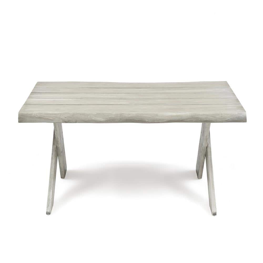 Rustic Sandblast Wood Coffee Table with Classic Cross Base - Outdoor Patio 