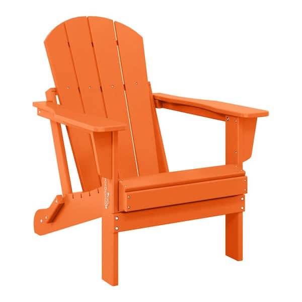 WESTIN OUTDOOR Laguna Fade Resistant Outdoor Patio HDPE Poly Plastic Classic Folding Adirondack Lawn Chair in Orange