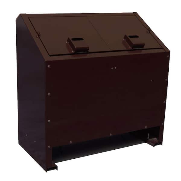 68 Gal. Metal Animal Proof Trash Can in Brown
