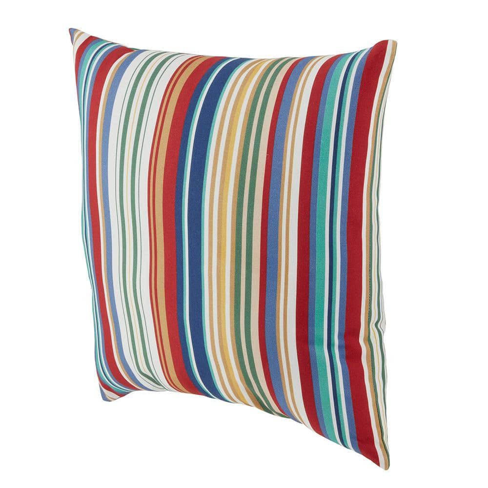 Hampton Bay 18 in. x 18 in. Happy Chili Stripe Square Outdoor Throw ...