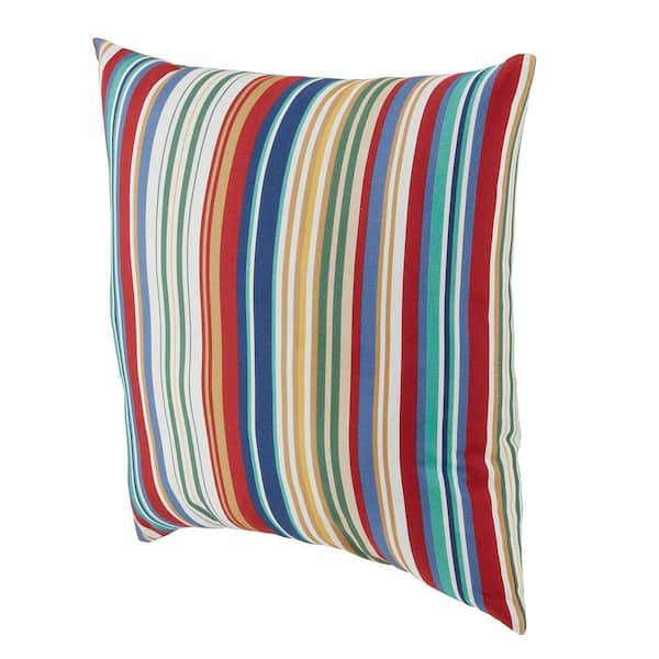 Hampton Bay 18 in. x 18 in. Happy Chili Stripe Square Outdoor Throw Pillow