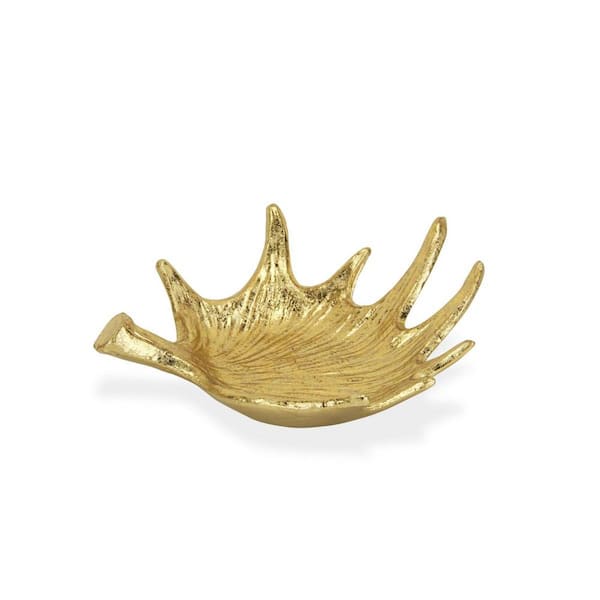 HomeRoots Gold Irregular Metal 10 in. Decorative Vanity Tray