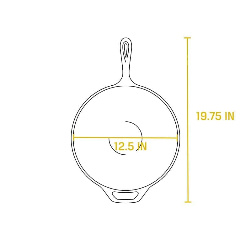12.5 Inch Black Cast Iron Chef Style Wok