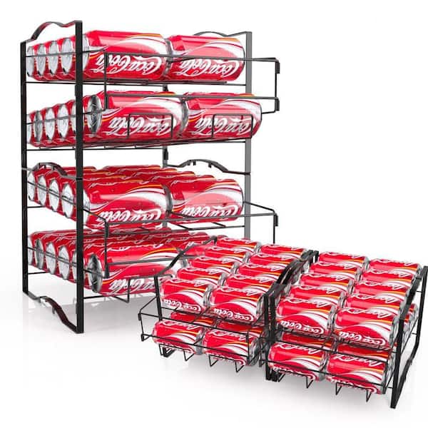 4-Tier Stackable Can Dispenser Organizer Set of 2, Holds 48 Cans for Fridge Soda Beverage Storage