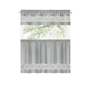 Paige Silver Polyester 55 in. W x 24 in. L Light Filtering Curtain Set (Double Panel)