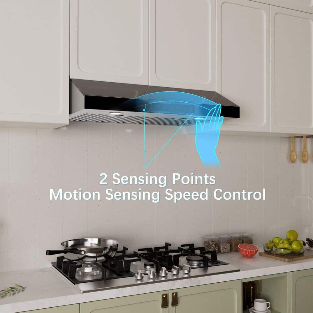 36-Inch Stainless Steel and Black Under Cabinet Range Hood