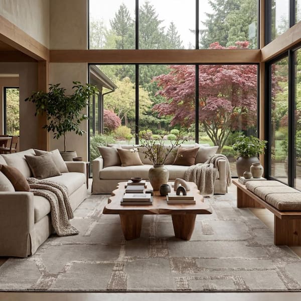 Melisande Modern Abstract Area Beige 5 ft. x 8 ft. Indoor Area Rug