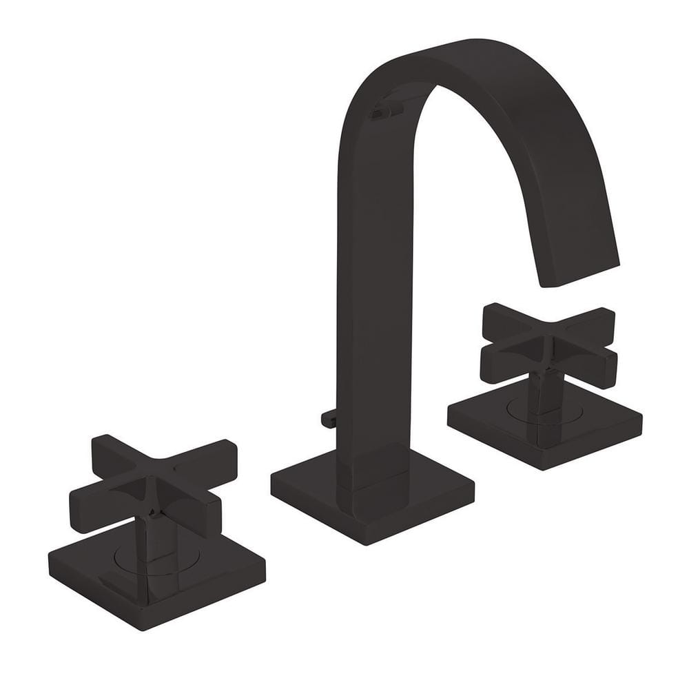 Lura Modern Matte Black Brass 8" Widespread Bathroom Faucet with Cross Handles