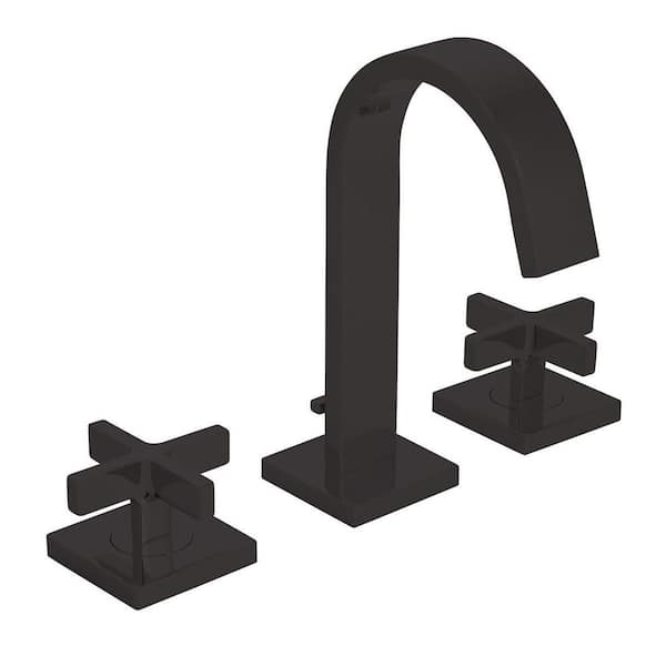 Speakman Lura 8 in. Widespread 2-Handle Bathroom Faucet with Cross Handles and Pop-Up Drain Assembly in Matte Black
