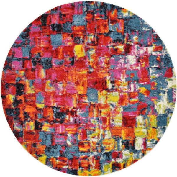 Unique Loom Lyon Athena Multi 8' 0 x 8' 0 Round Rug