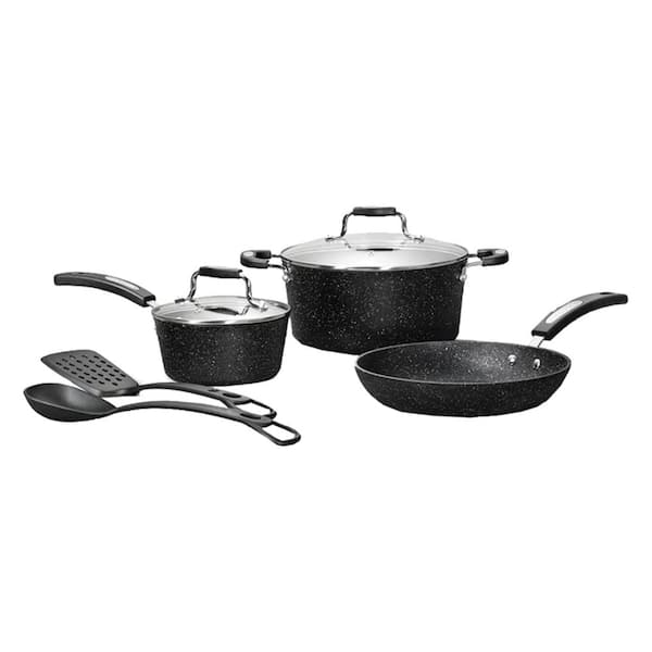 Starfrit 7-Piece Stainless Steel Cookware Set with Bakelite Handles in Black