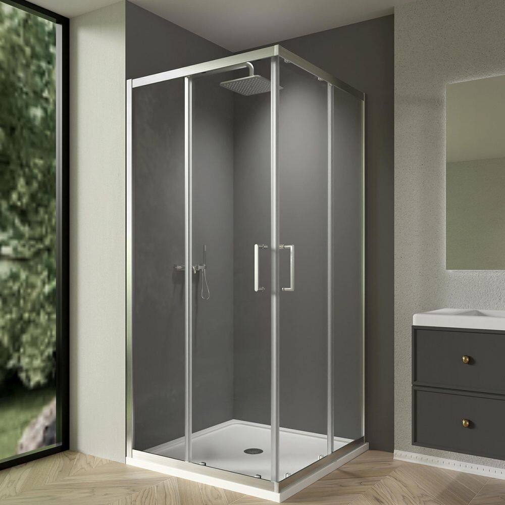34.625 in. x 34.625 in. W x 72 in. H Framed Corner Sliding Shower Enclosure in Brushed Nickel with Clear Glass price history on PriceWatchPro