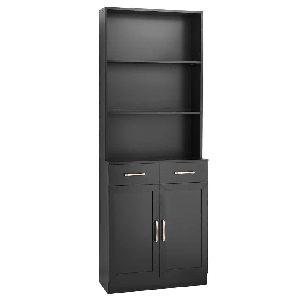 25.9 in. W x 11 in. D x 70 in. H Black Linen Cabinet with Adjustable Shelf,
