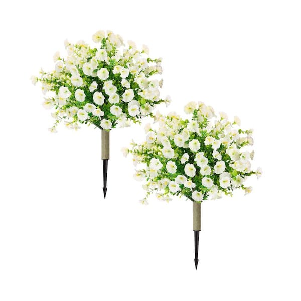 24 in. Artificial Morning Glory Topiary Tree Set UV Resistant Faux