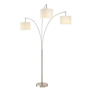 Lumiere Modern LED 3-Arc 80 in. Brushed Steel Floor Lamp with Dimmer