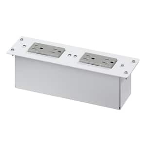 AC Power Module with 2-Duplex Outlets, White/Gray