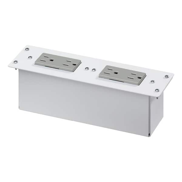 Leviton AC Power Module with 2-Duplex Outlets, White/Gray