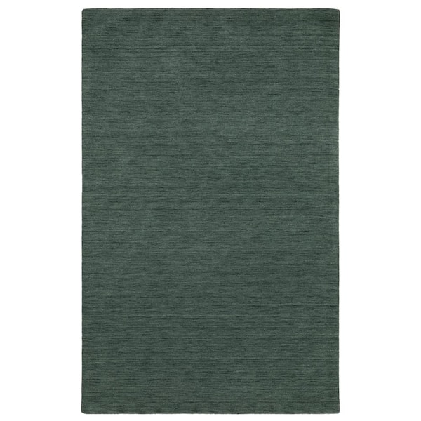 Allaire Teal 5 ft. x 8 ft. Hand-Crafted Solid Heathered 100% Wool Indoor Area Rug