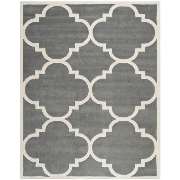 SAFAVIEH Chatham Dark Grey/Ivory 8 ft. x 10 ft. Area Rug