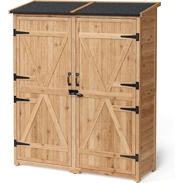 4.6 ft. W x 5. 3 ft. D Wood Outdoor Storage Shed, Garden Storage Cabinet with Double Doors, 7.6 sq. ft.