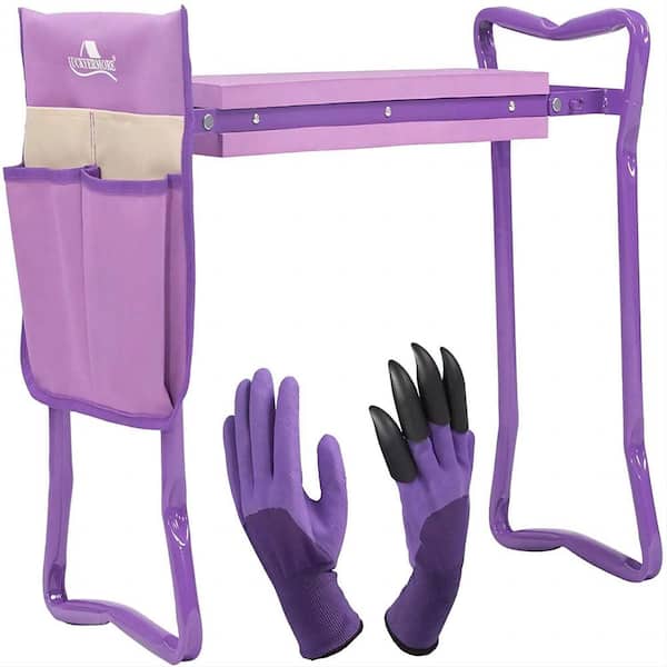 Cisvio Outdoor 2-In-1 Garden Stool and Kneeler, Seat Folding Kneeling Bench Stool with Tool Pouches Soft EVA Foam