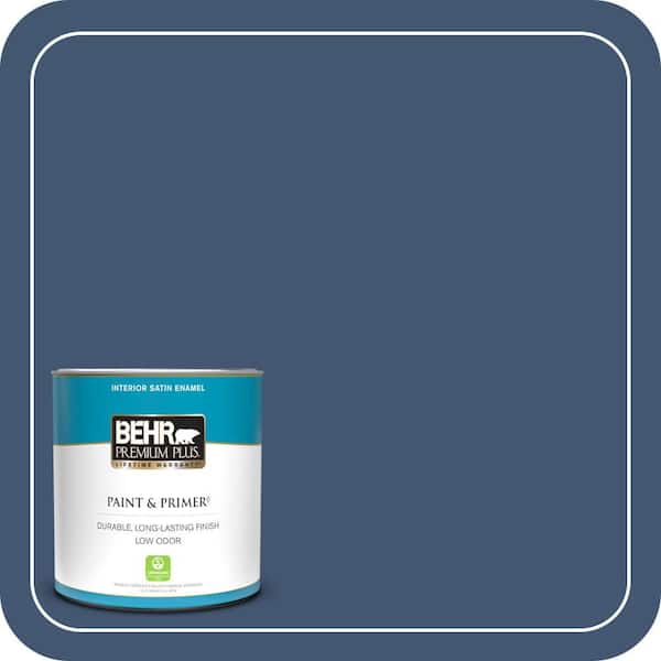 BEHR PREMIUM PLUS 1 qt. Home Decorators Collection #HDC-WR14-7 Hidden Sapphire Satin Enamel Low Odor Interior Paint & Primer