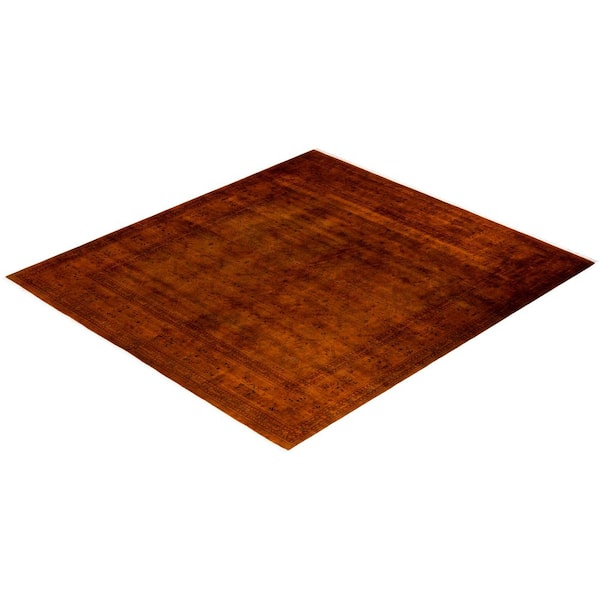 Overdyed Orange 9 x 10 Wool Indoor Area Rug