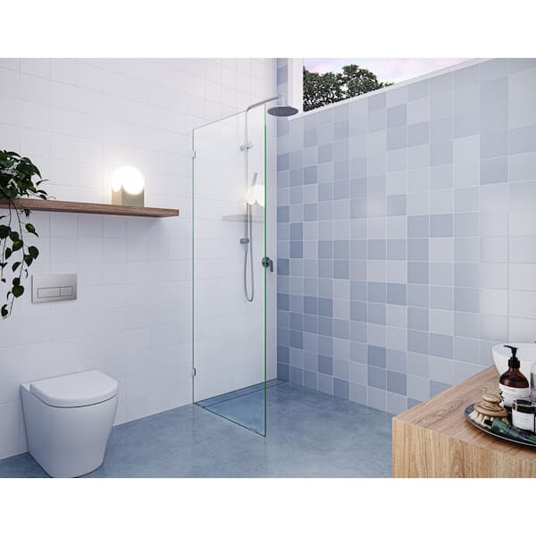 Glass Warehouse Vela 28 in. W x 78 in. H Frameless Fixed Single Panel Shower Door in Brushed Nickel Without Handle