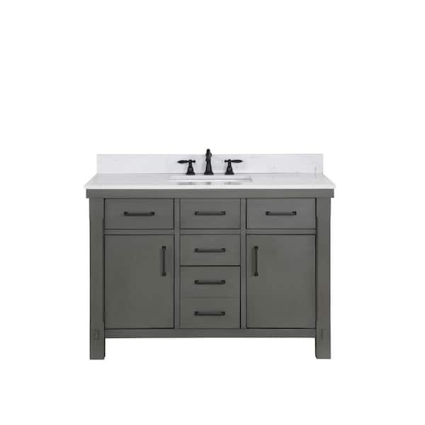 ROSWELL Viella 48 in. W x 22 in. D x 34 in. H Single Sink Bath Vanity in Rust Grey with White Composite Countertop
