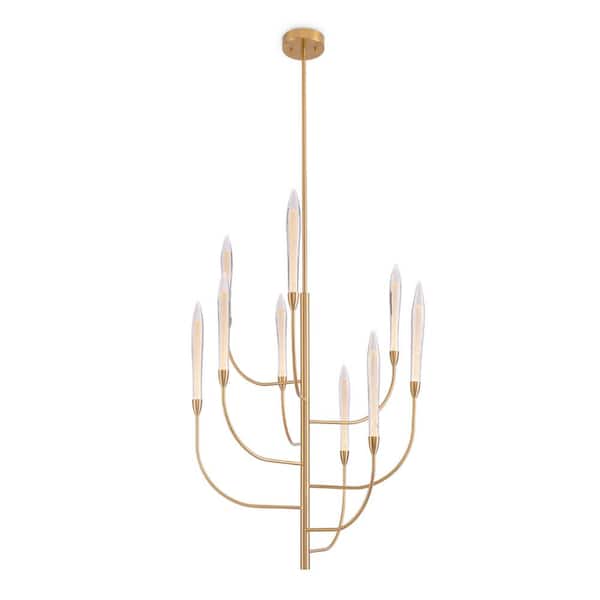 Vidalite Alina 9-Light Integrated LED Chandelier - Brushed Brass, Textured Sand Effect - Rotatable Arms - 2700K, 900 Lms
