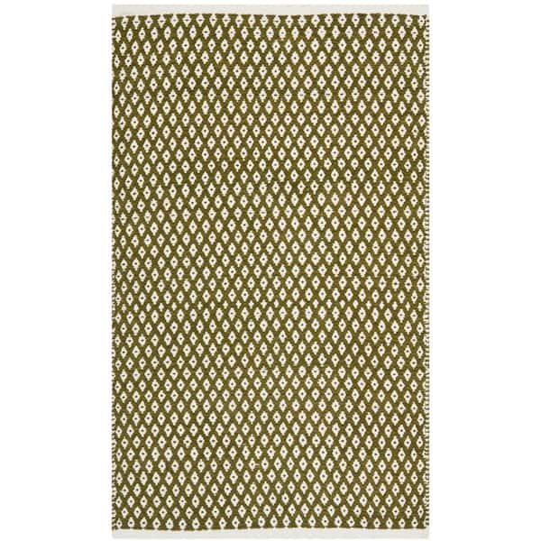 SAFAVIEH Boston Olive Doormat 3 ft. x 4 ft. Geometric Diamonds Area Rug