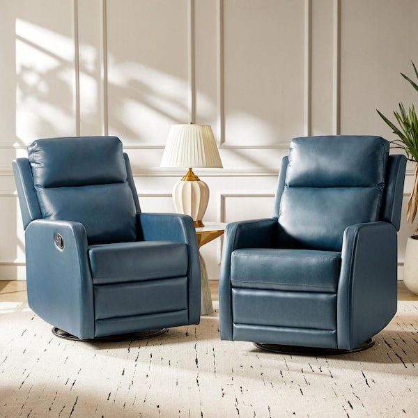 ARTFUL LIVING DESIGN Prudencia Navy Rocker Recliner with Wingback