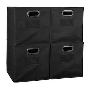 12 in. H x 12 in. W x 12 in. D Black Fabric Cube Storage Bin 4-Pack