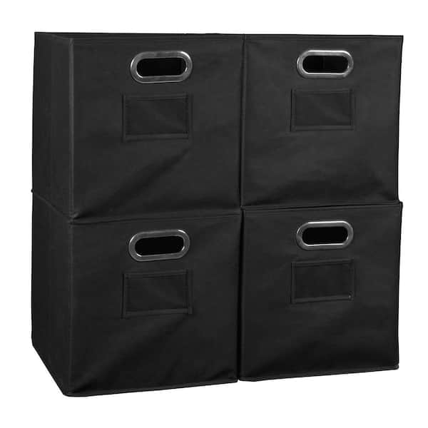 Regency 12 in. H x 12 in. W x 12 in. D Black Fabric Cube Storage Bin 4-Pack