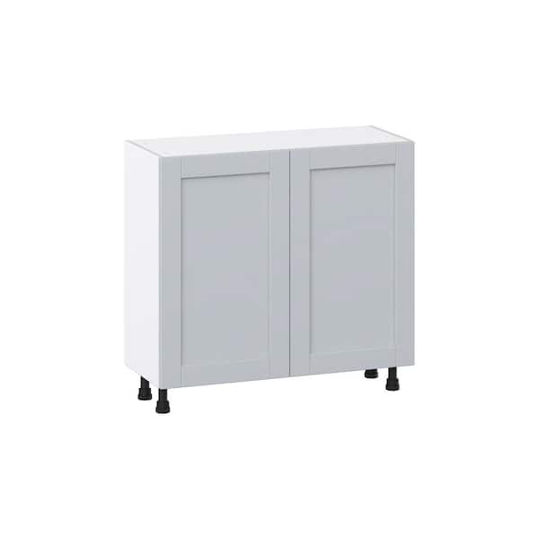 J COLLECTION Milton 36 in. W x 14 in. D x 34.5 in. H Assembled Shaker Full Height Doors Base Kitchen Cabinet in Light Gray