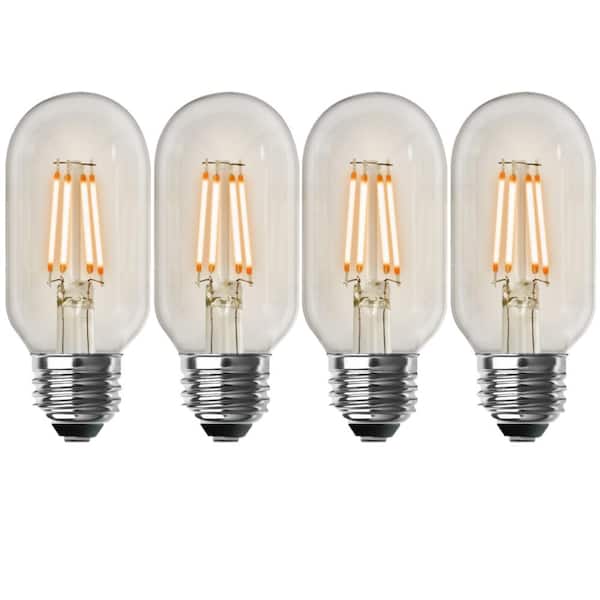 Feit Electric 40-Watt Equivalent T14 Dimmable Straight Filament Clear Glass E26 Vintage Edison LED Light Bulb, Warm White (4-Pack)